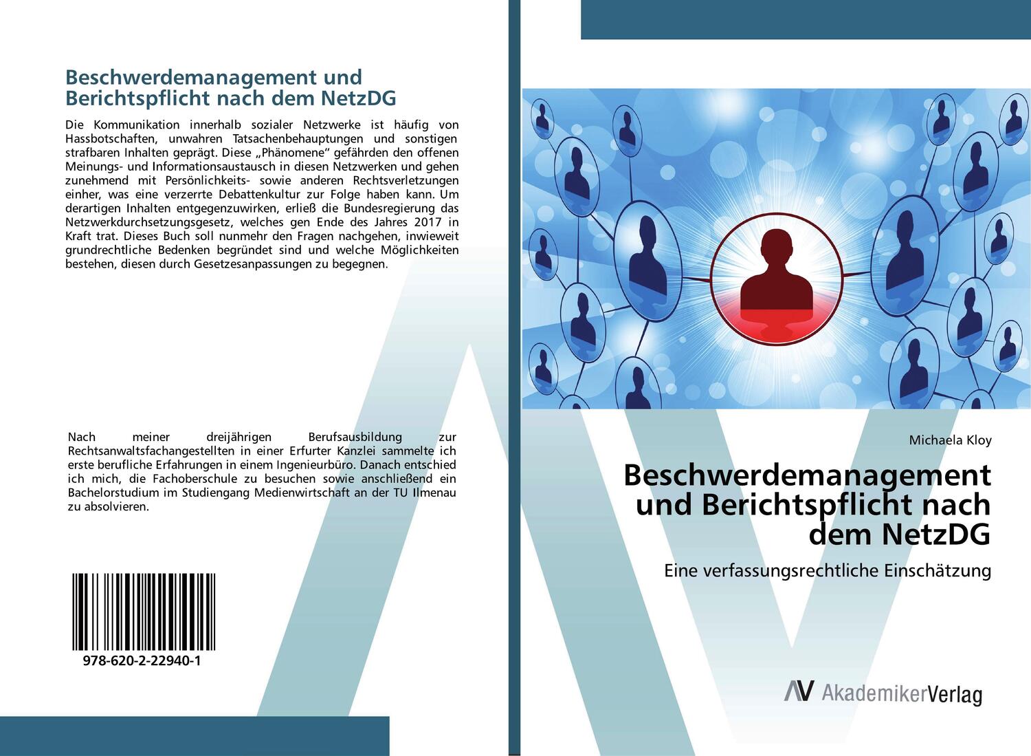 Cover: 9786202229401 | Beschwerdemanagement und Berichtspflicht nach dem NetzDG | Kloy | Buch