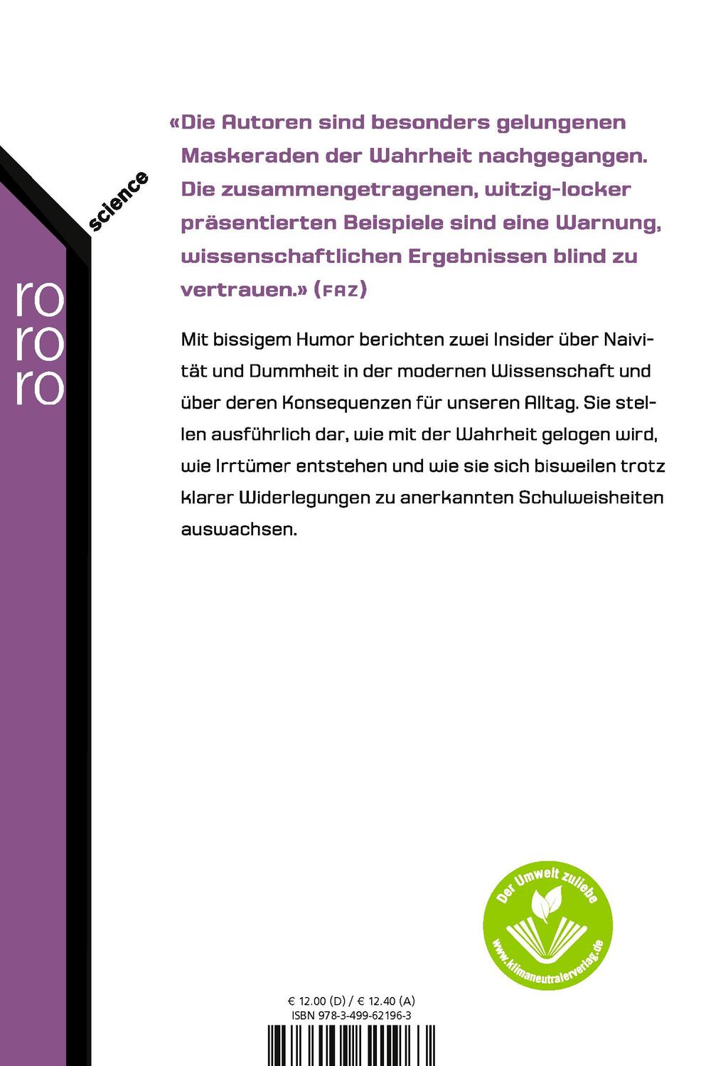 Rückseite: 9783499621963 | Der Hund, der Eier legt | Hans-Peter Beck-Bornholdt (u. a.) | Buch