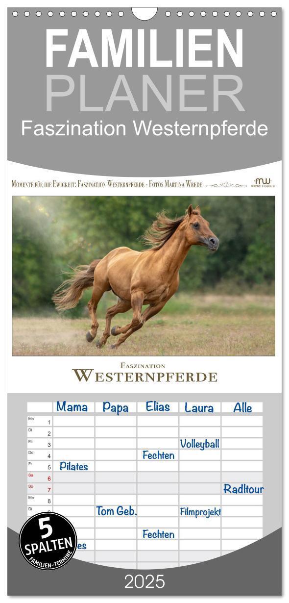 Cover: 9783457102930 | Familienplaner 2025 - Faszination Westernpferde mit 5 Spalten...