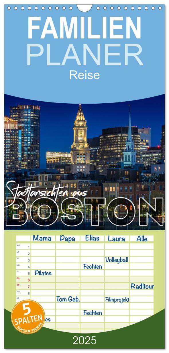 Cover: 9783457121627 | Familienplaner 2025 - Stadtansichten aus Boston mit 5 Spalten...