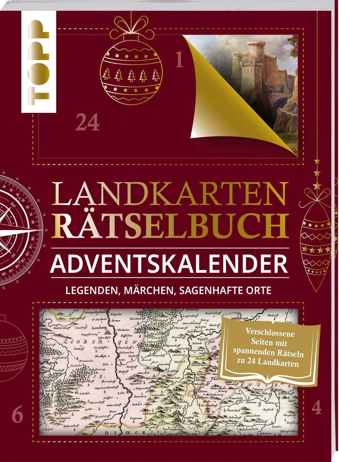 Cover: 9783772446665 | Landkarten Rätselbuch Adventskalender. Legenden, Märchen,...