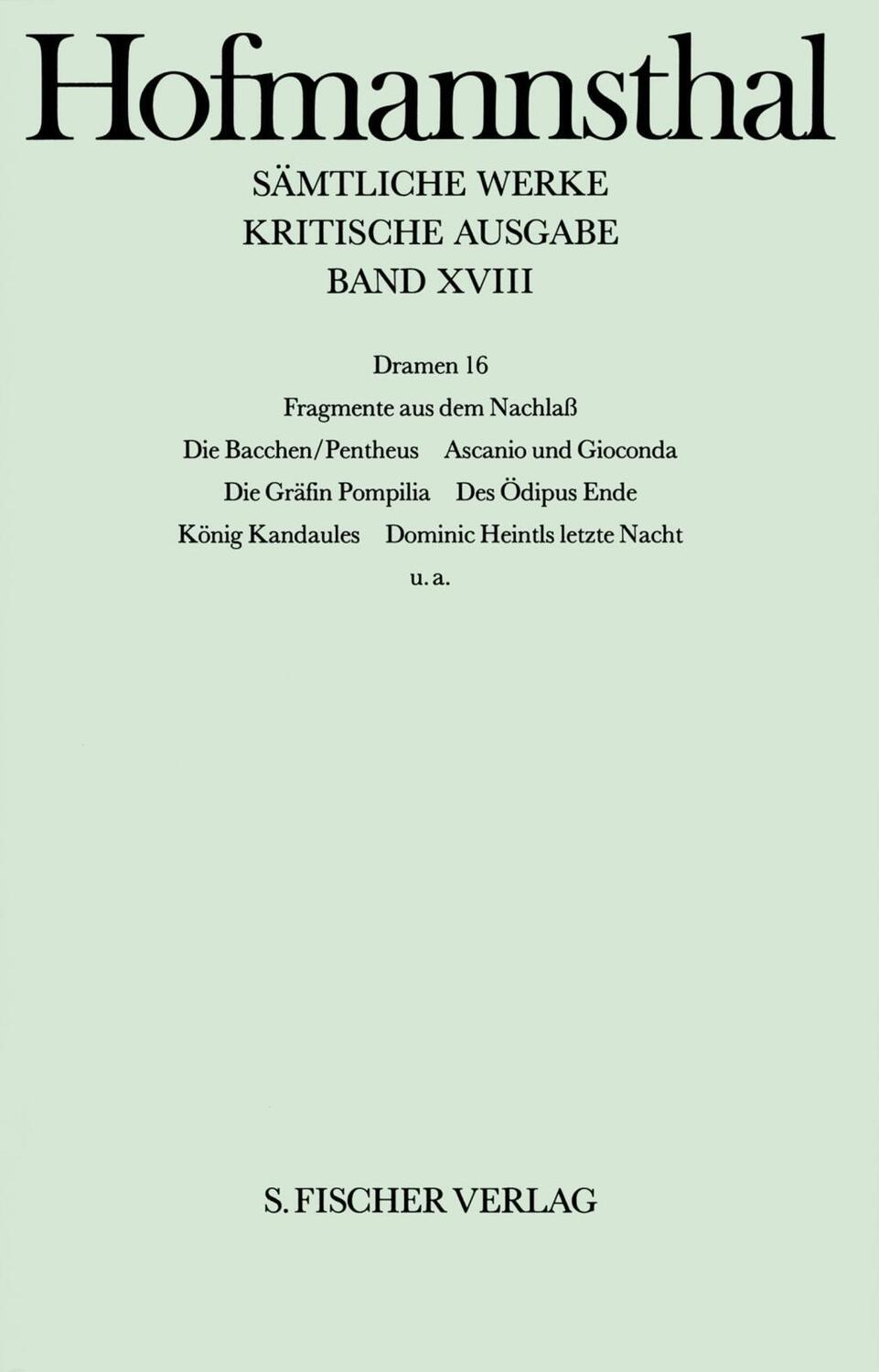 Cover: 9783107315185 | Dramen 16 | Hugo von Hofmannsthal | Buch | 576 S. | Deutsch | 1987
