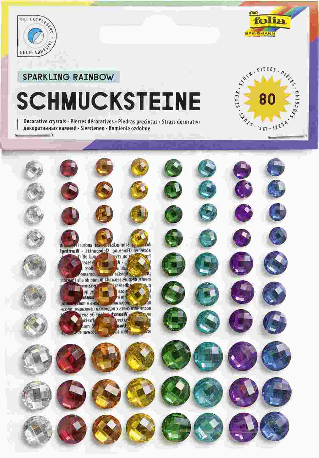 Cover: 4001868067972 | Folia Schmucksteine SPARKLING RAINBOW, selbstklebend, 80 Stück | 12306