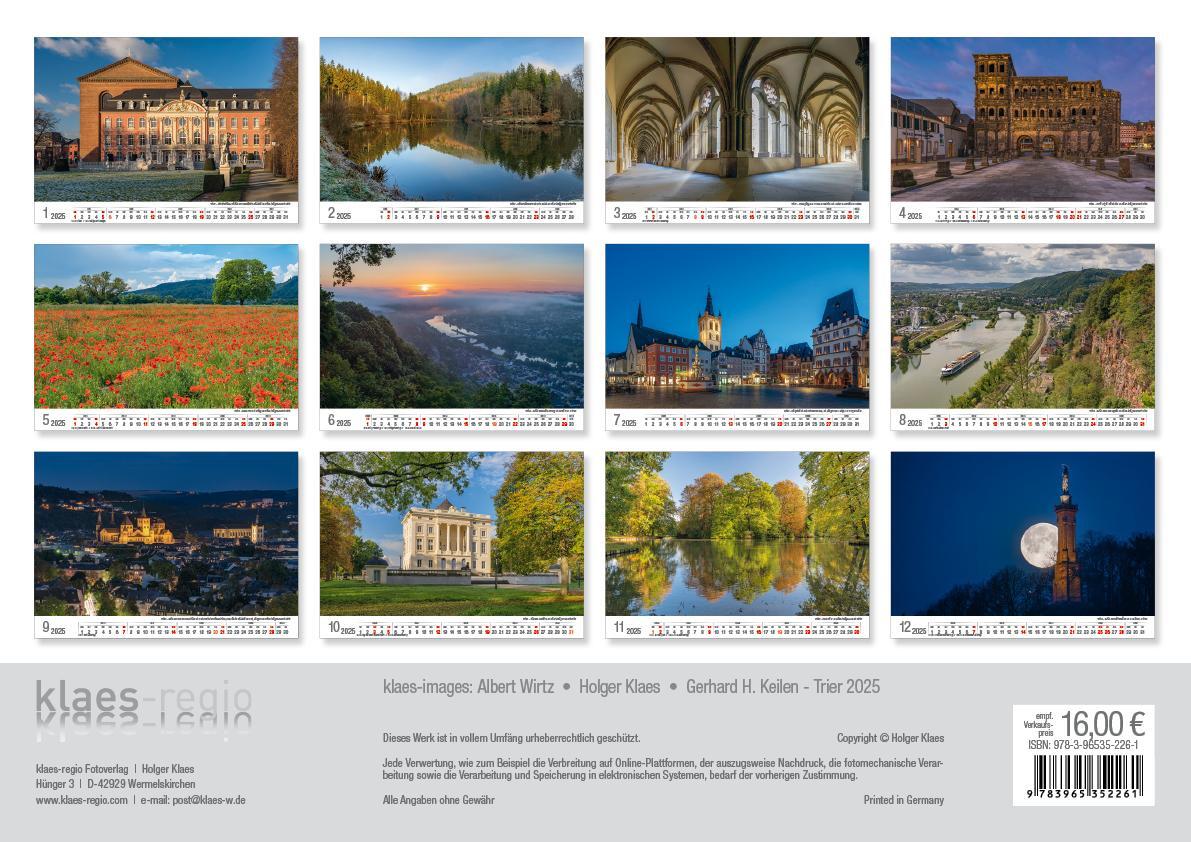 Rückseite: 9783965352261 | Trier 2025 Bildkalender A3 Spiralbindung | Holger Klaes | Kalender