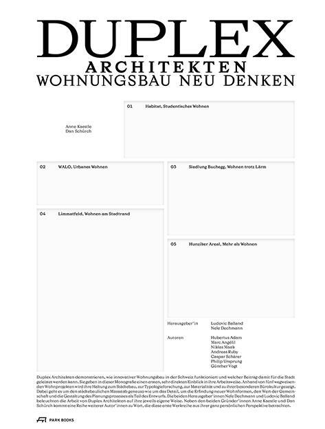 Cover: 9783038602293 | Duplex Architekten | Wohnungsbau neu denken | Ludovic Balland (u. a.)