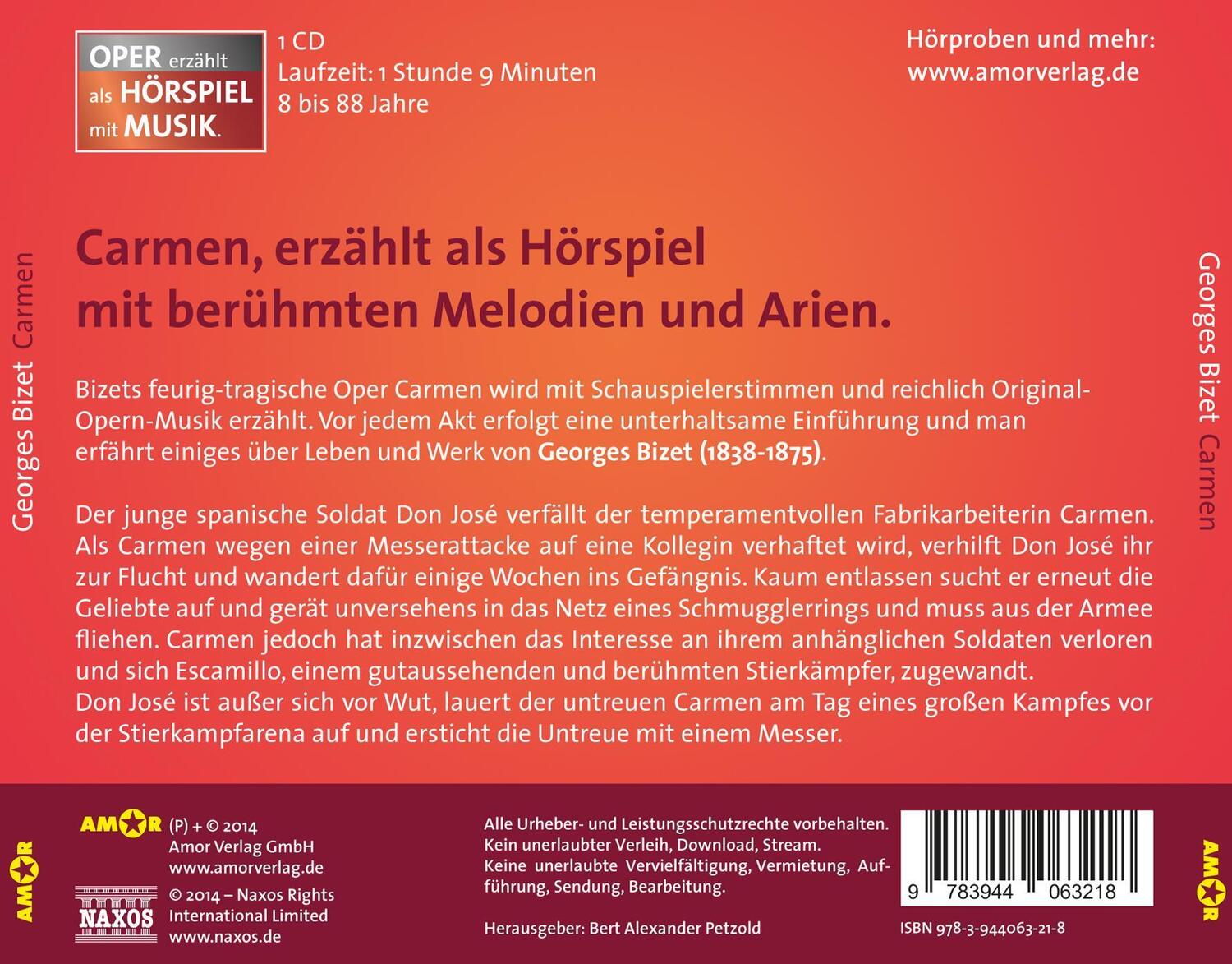 Rückseite: 9783944063218 | Bizet: Carmen | Hof/Lehmann/Wöhler | Audio-CD | 1:09 Std. | Deutsch