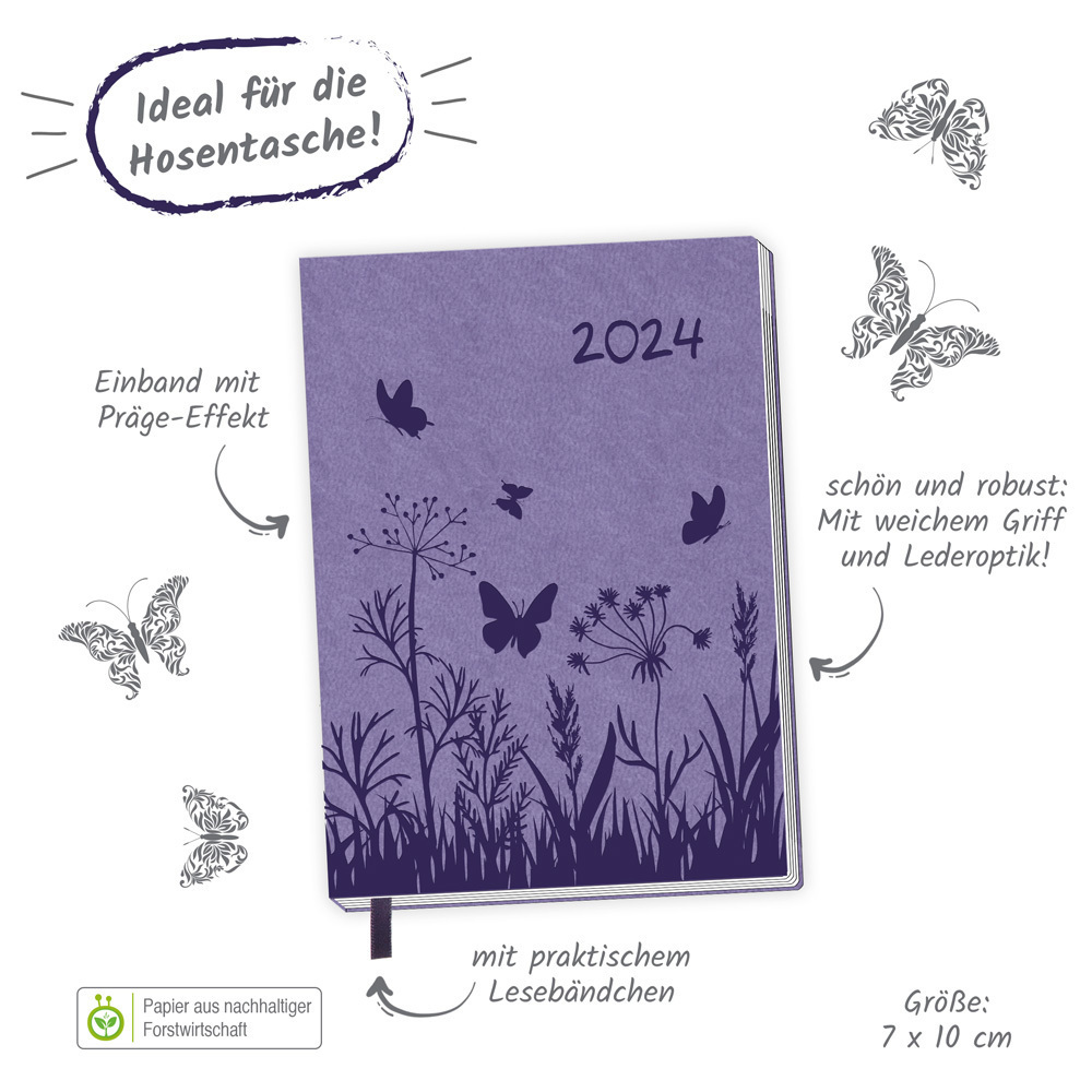 Bild: 4251901505163 | Trötsch Taschenkalender A7 Soft Touch Blumen 2024 | Co.KG | Kalender