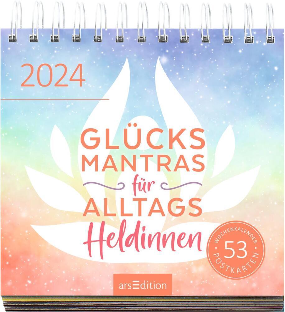 Cover: 4014489130178 | Postkartenkalender Glücksmantras für Alltagsheldinnen 2024 | Kalender