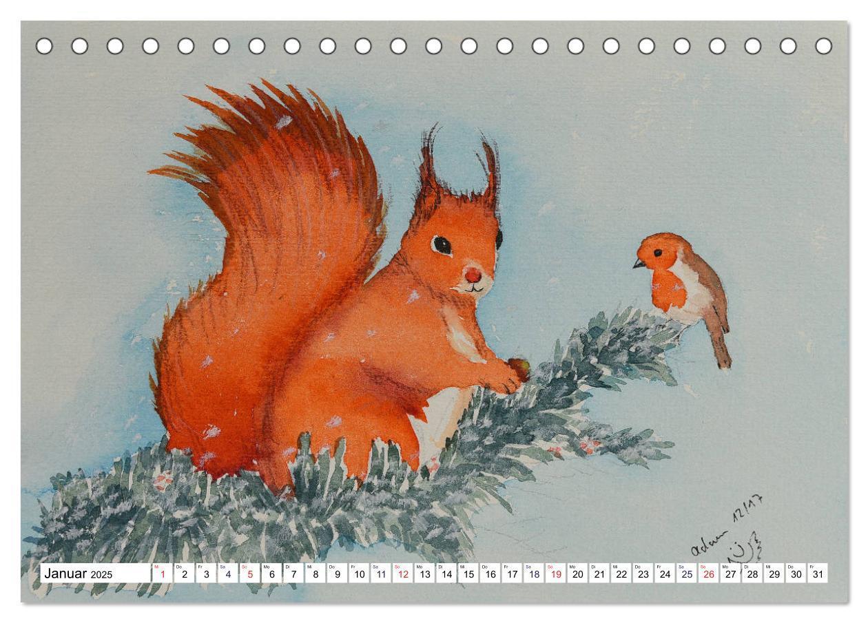 Bild: 9783435404124 | Eichhörnchen in Aquarell (Tischkalender 2025 DIN A5 quer), CALVENDO...