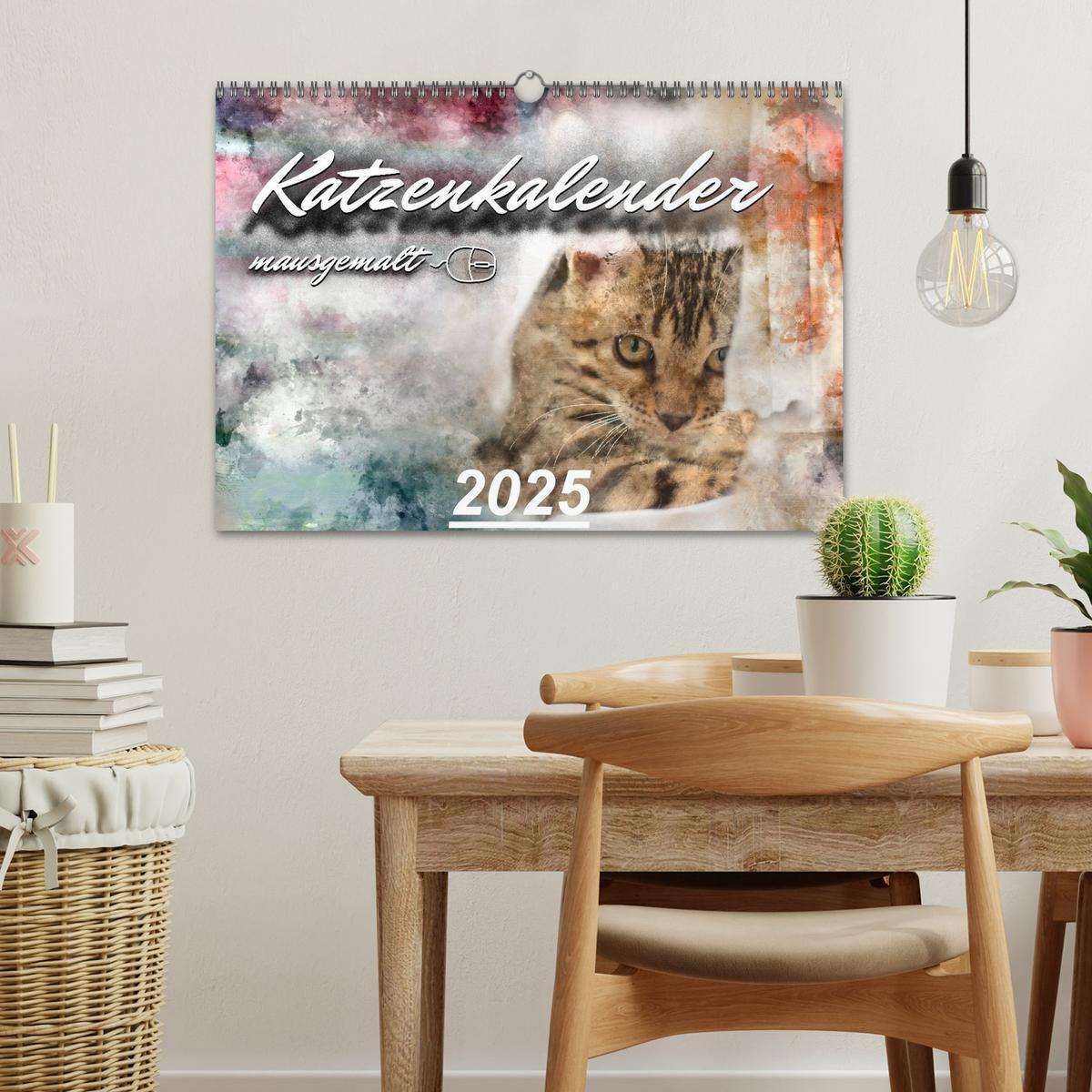 Bild: 9783435408412 | Katzenkalender mausgemalt (Wandkalender 2025 DIN A3 quer), CALVENDO...