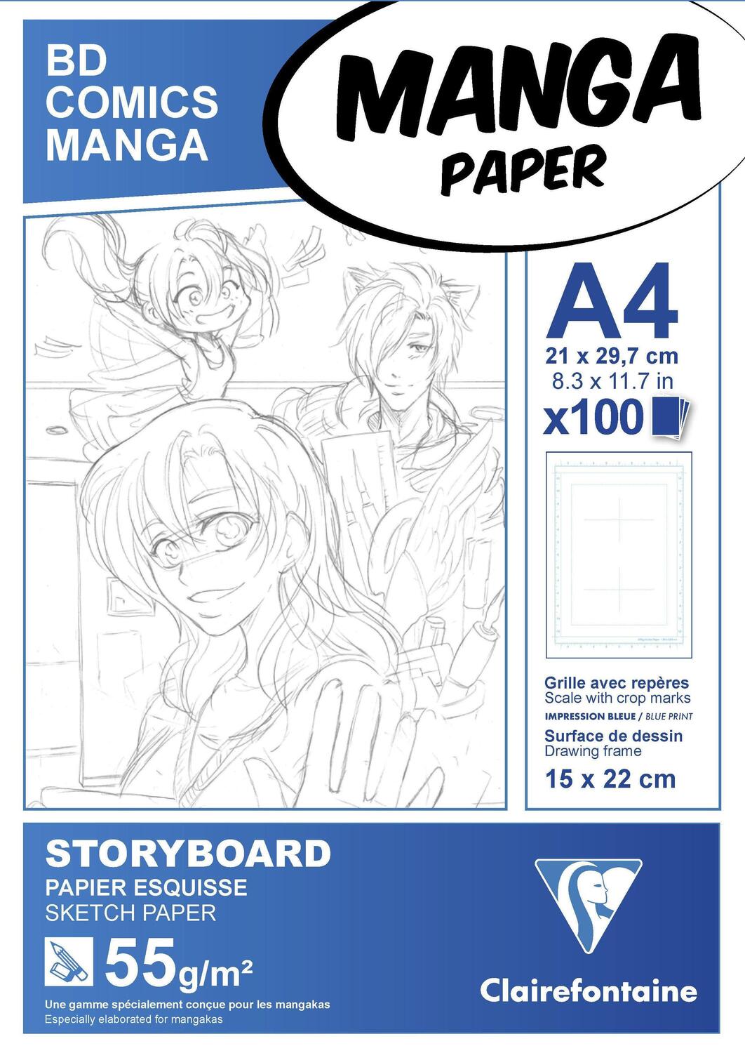 Cover: 3329680940381 | Manga-Block für Storyboard A4 100 Blatt 55g, mit sechsteiligem Raster