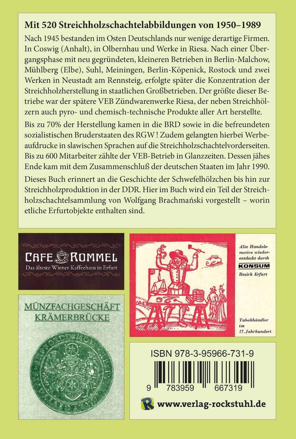 Rückseite: 9783959667319 | Streichholzschachteln als Werbeträger in der DDR 1950-1989 | Buch