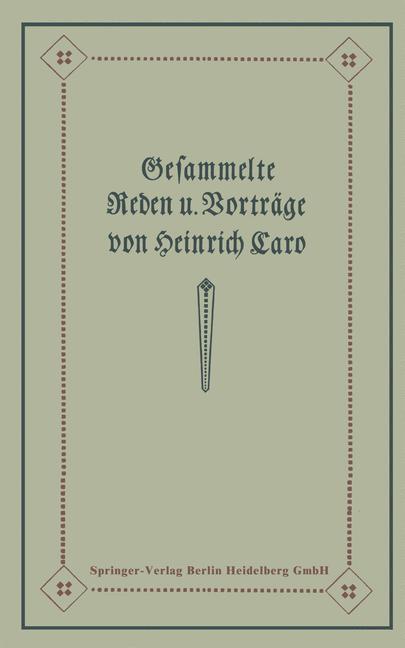 Cover: 9783662335819 | Gesammelte Reden und Vorträge | Amalie Caro (u. a.) | Taschenbuch