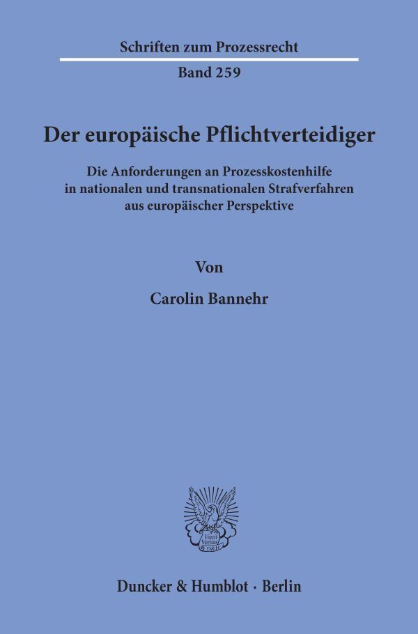 Cover: 9783428158294 | Der europäische Pflichtverteidiger. | Carolin Bannehr | Taschenbuch