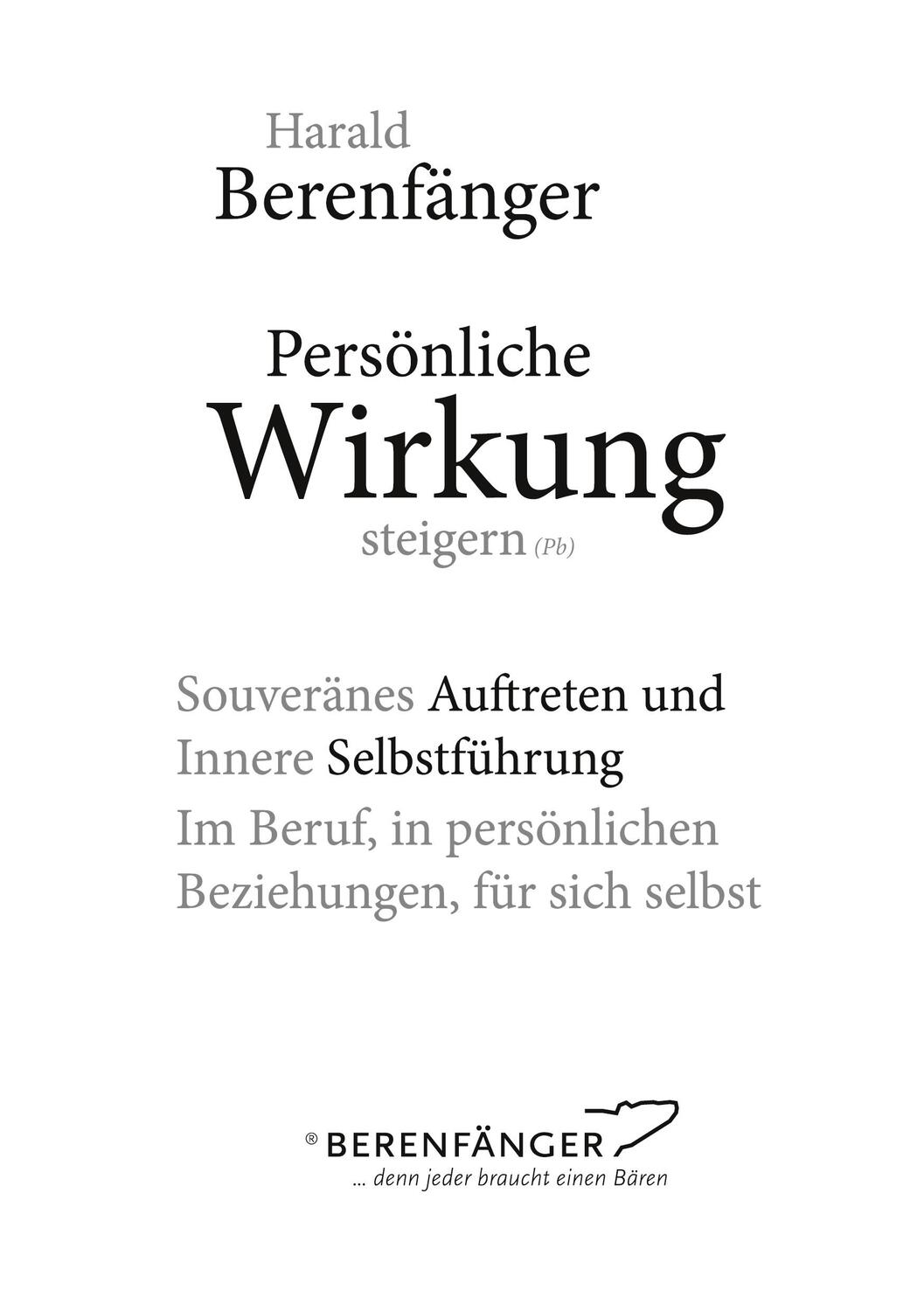 Cover: 9783738651010 | Persönliche Wirkung steigern | Harald Berenfänger | Taschenbuch | 2023