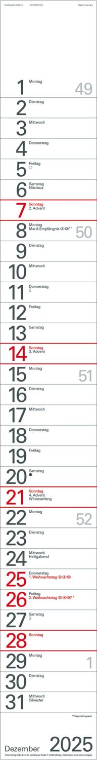 Bild: 9783731879558 | Streifenplaner Blau 2025 | Verlag Korsch | Kalender | 12 S. | Deutsch