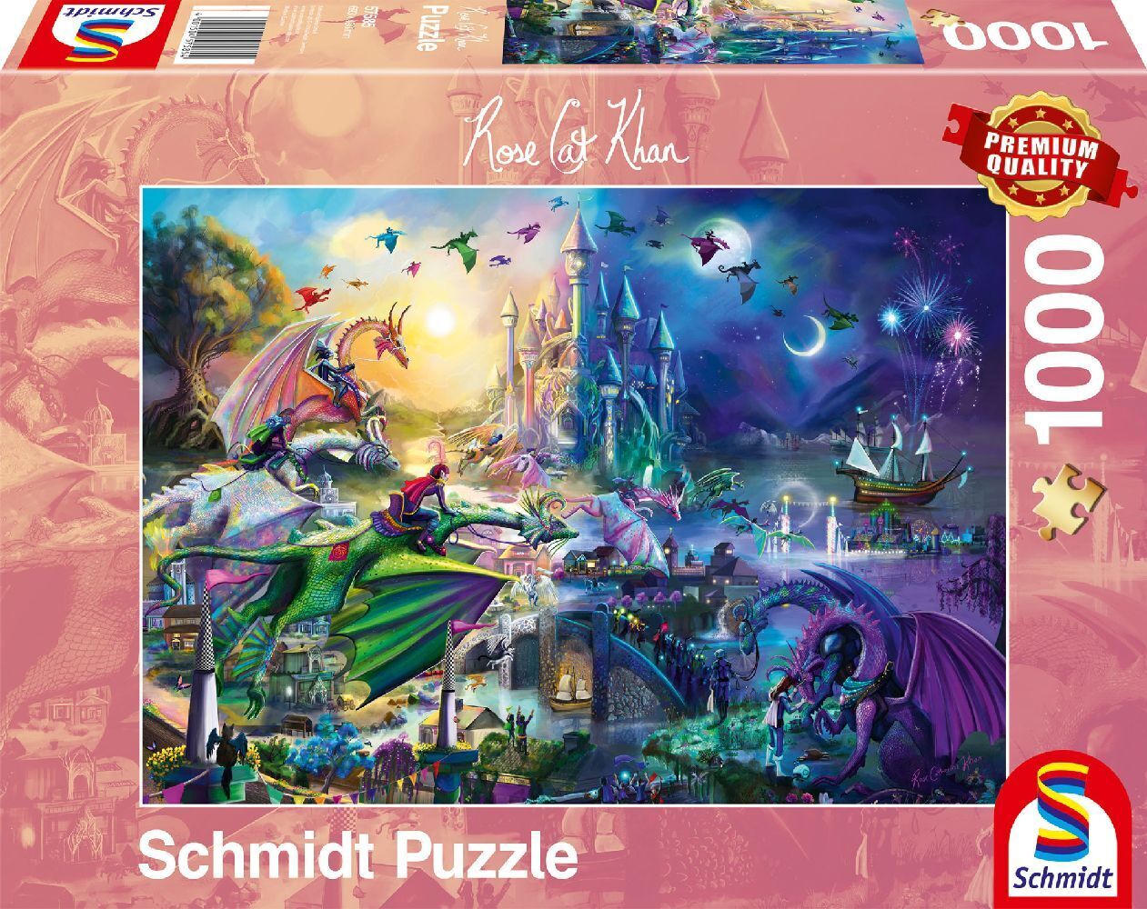 Cover: 4001504575854 | Nächtlicher Drachen-Wettstreit | Puzzle Rose Cat Khan 1.000 Teile