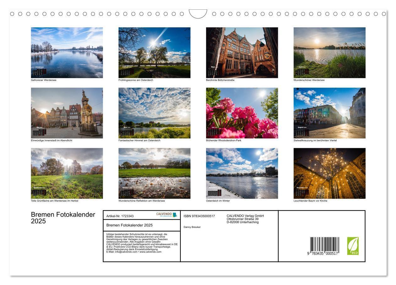 Bild: 9783435000517 | Bremen Fotokalender 2025 (Wandkalender 2025 DIN A3 quer), CALVENDO...