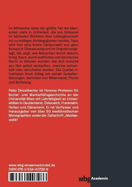 Rückseite: 9783534407286 | Sklaven und Hörige im Mittelalter | Peter Dinzelbacher | Buch | 340 S.