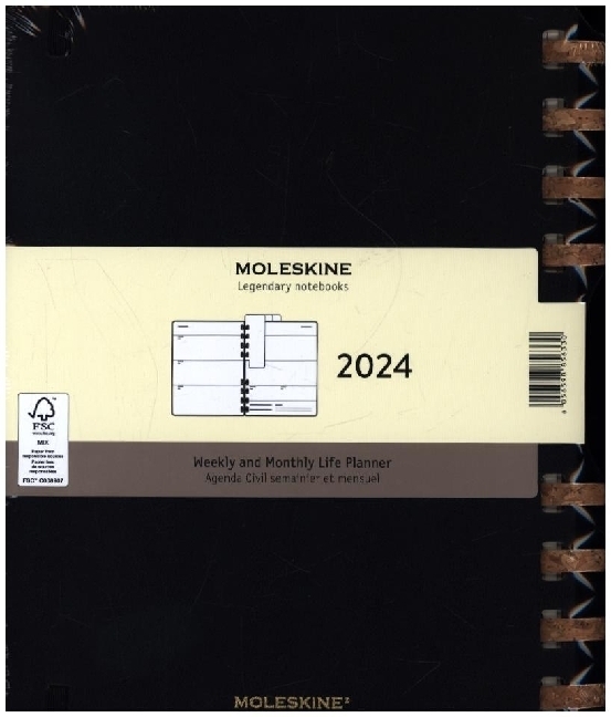 Cover: 8056598856330 | Moleskine 12 Monats Life Kalender mit Spiralbindung 2024, XL 19X25,...