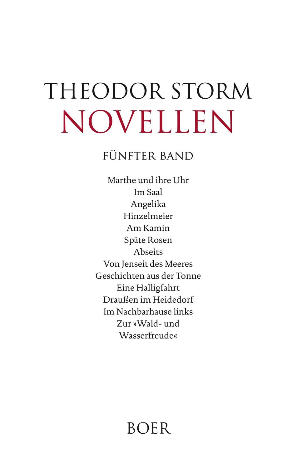 Cover: 9783966620215 | Novellen fünfter Band | Theodor Storm | Buch | 412 S. | Deutsch | 2019