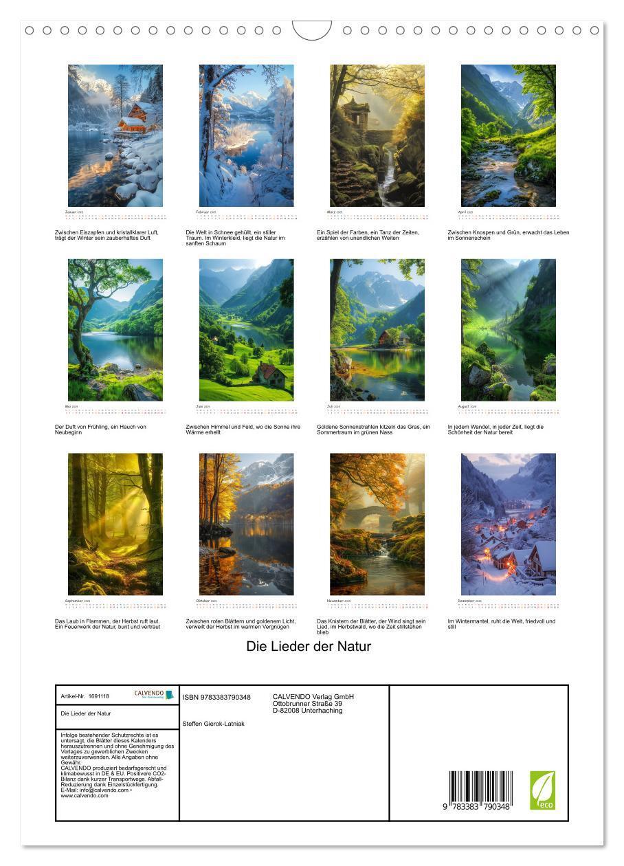 Bild: 9783383790348 | Die Lieder der Natur (Wandkalender 2025 DIN A3 hoch), CALVENDO...