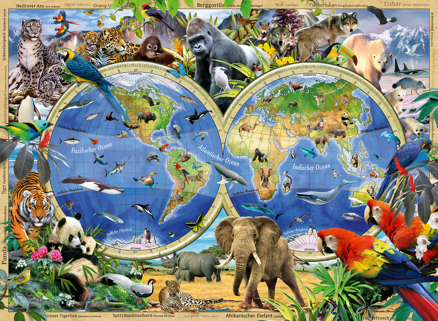 Bild: 4005556105403 | Ravensburger Kinderpuzzle - 10540 Tierisch um die Welt -...