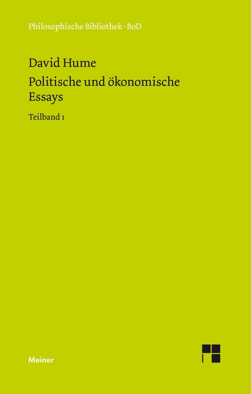 Cover: 9783787307609 | Politische und ökonomische Essays / Politische und ökonomische Essays