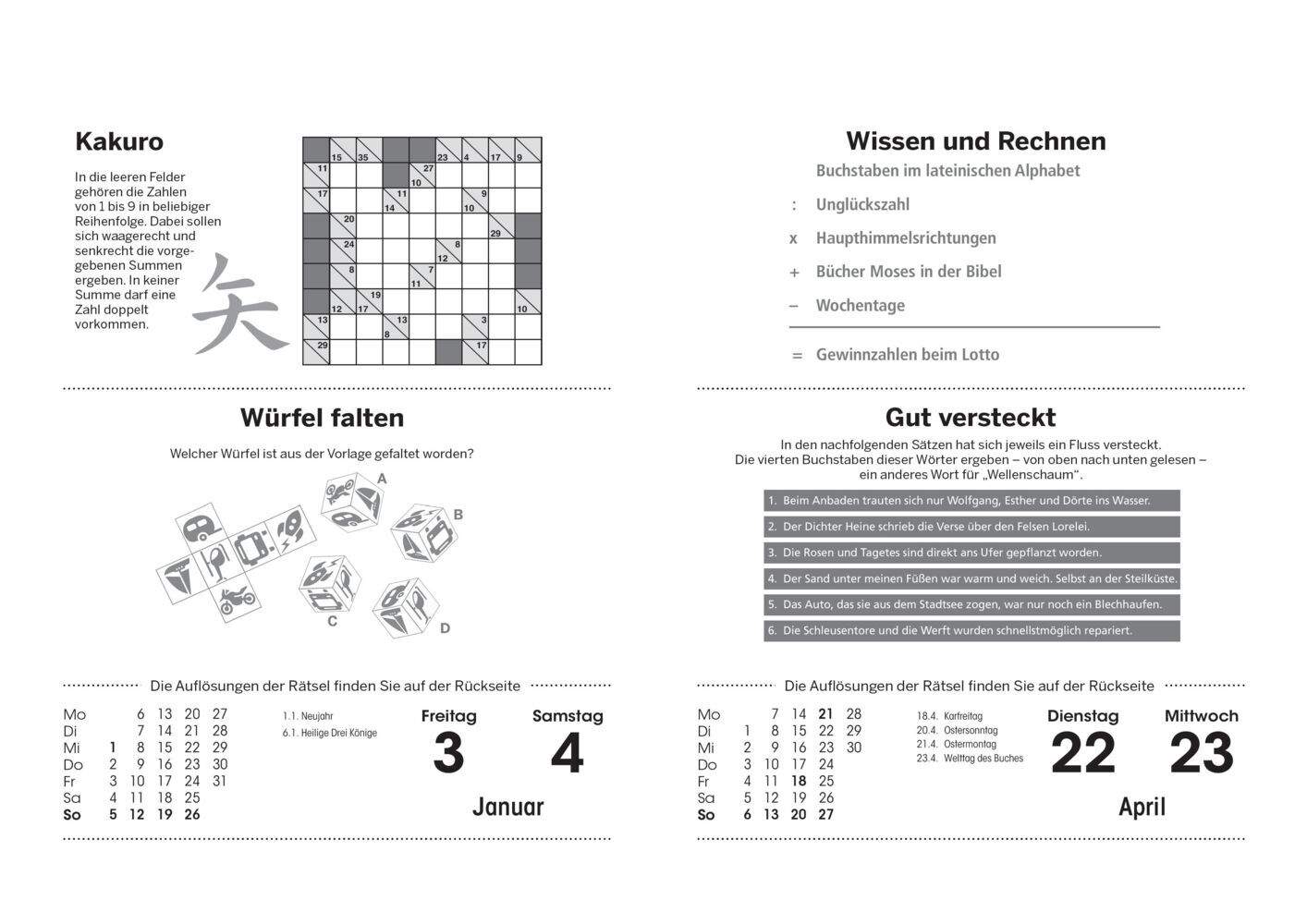 Bild: 9783809449195 | Fit im Kopf - der Gehirnjogging-Kalender 2025. Jeden Tag Denksport...