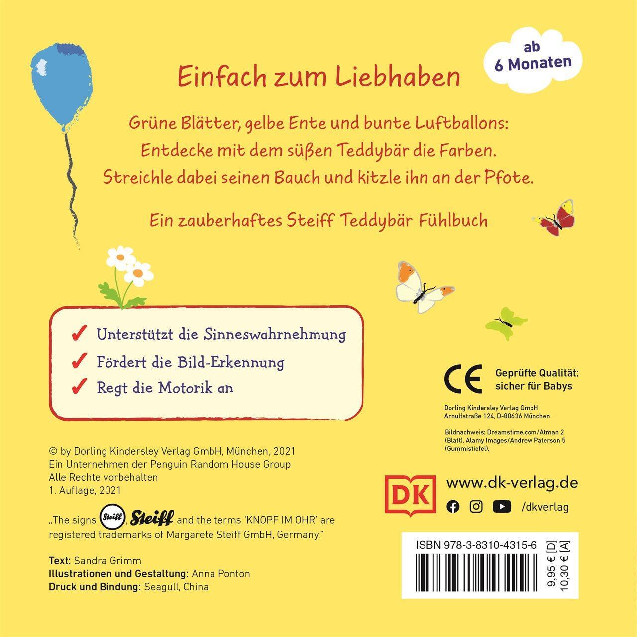 Rückseite: 9783831043156 | Mein liebstes Kuscheltierbuch. Entdecke die Farben | Sandra Grimm