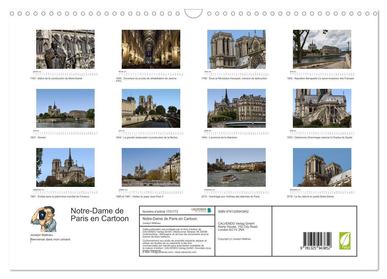 Bild: 9781325943852 | Notre-Dame de Paris en Cartoon (Calendrier mural 2025 DIN A3...