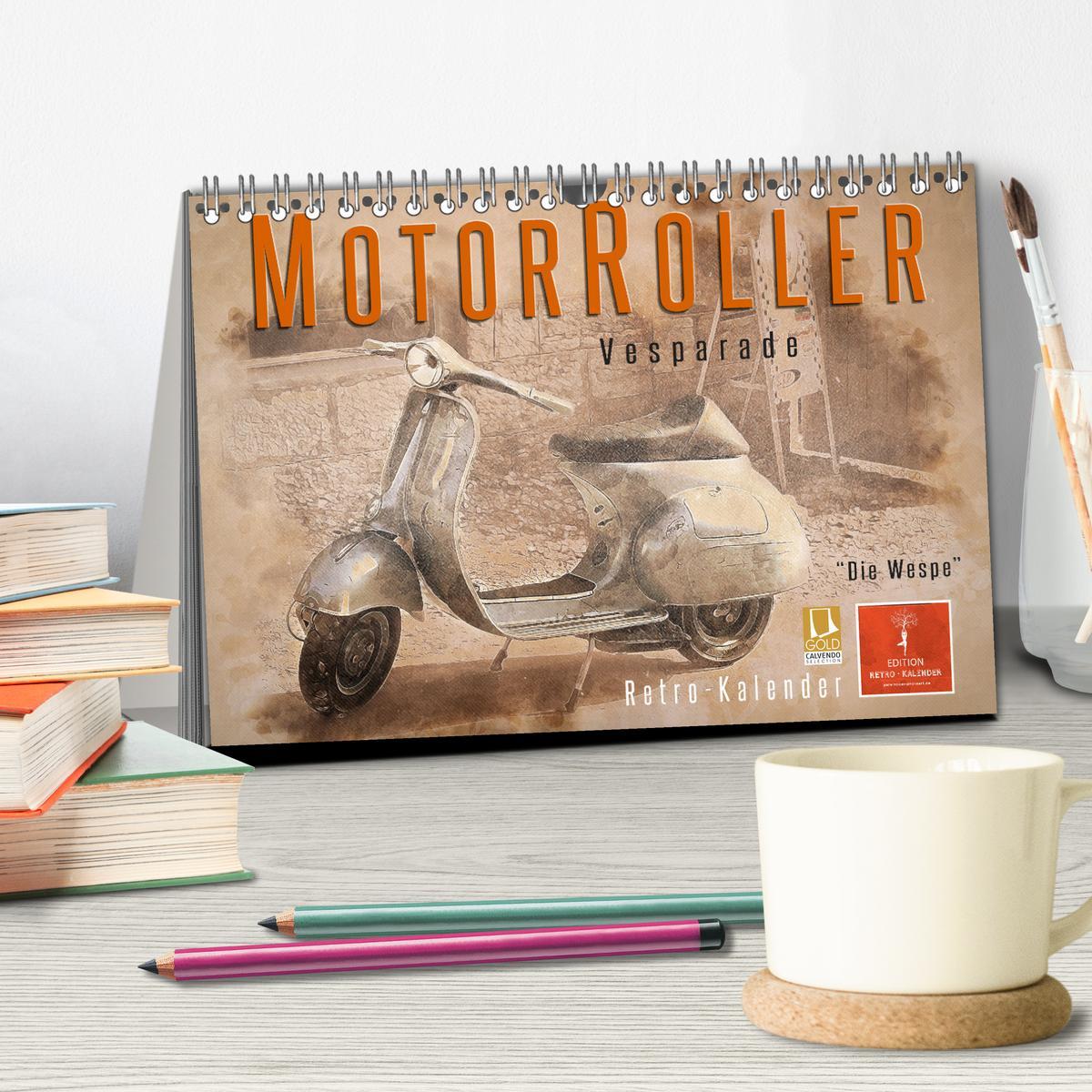 Bild: 9783435152605 | Mototrroller - Vesparade (Tischkalender 2025 DIN A5 quer), CALVENDO...