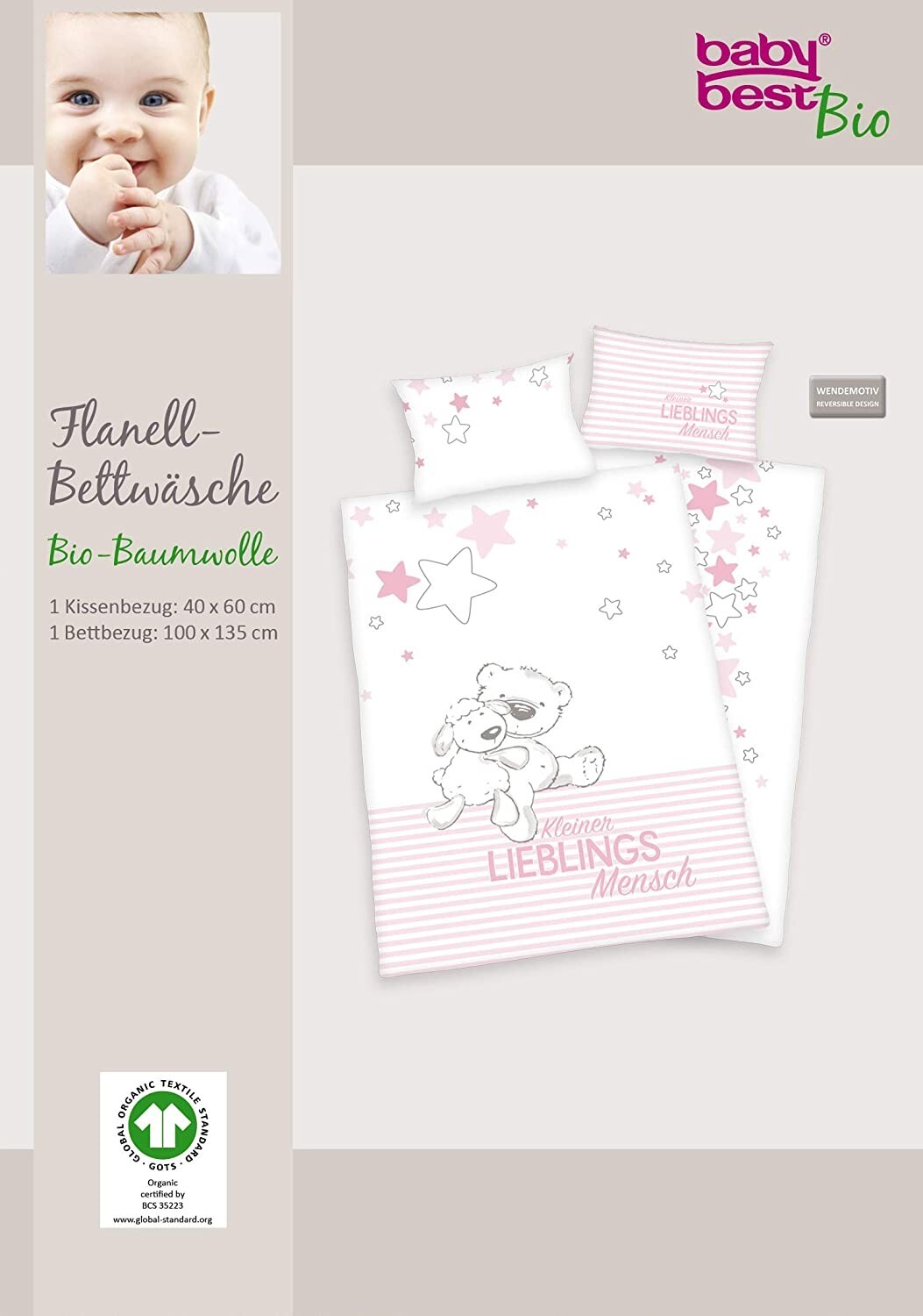 Cover: 4006891943064 | Herding 2685918063 - Lieblingsmensch, rosa, Flanell Bettwäsche Set,...