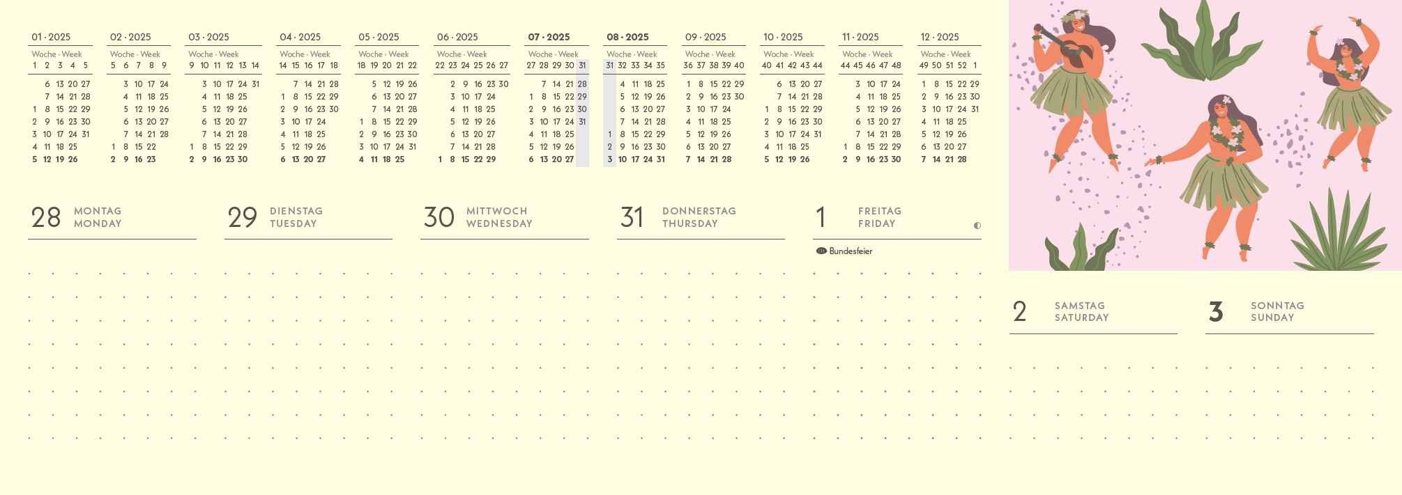 Bild: 4002725981851 | GreenLine - Happy Vibes 2025 Tischquerkalender, 29,7x10,5cm,...