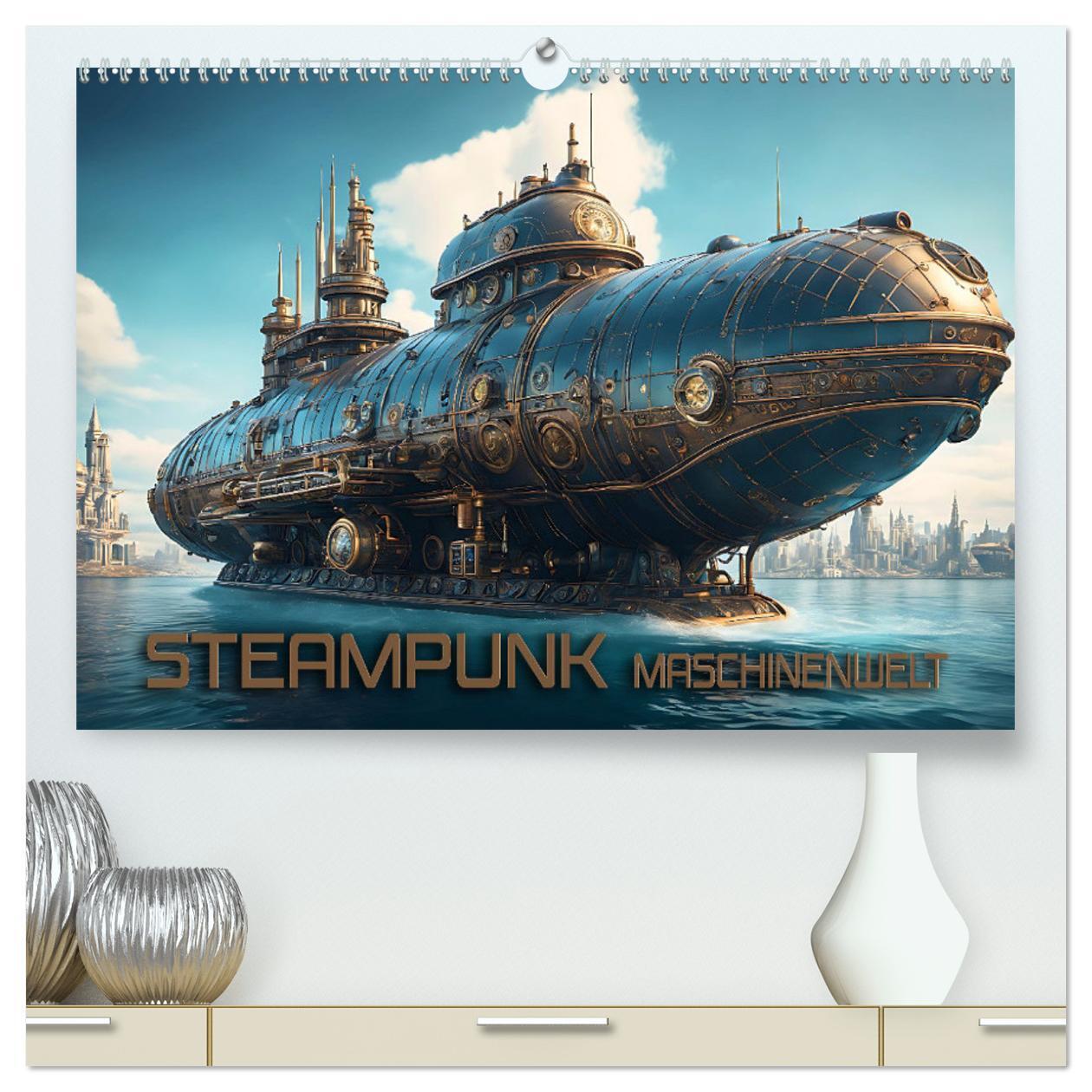 Cover: 9783383727528 | Steampunk Maschinenwelt (hochwertiger Premium Wandkalender 2024 DIN...