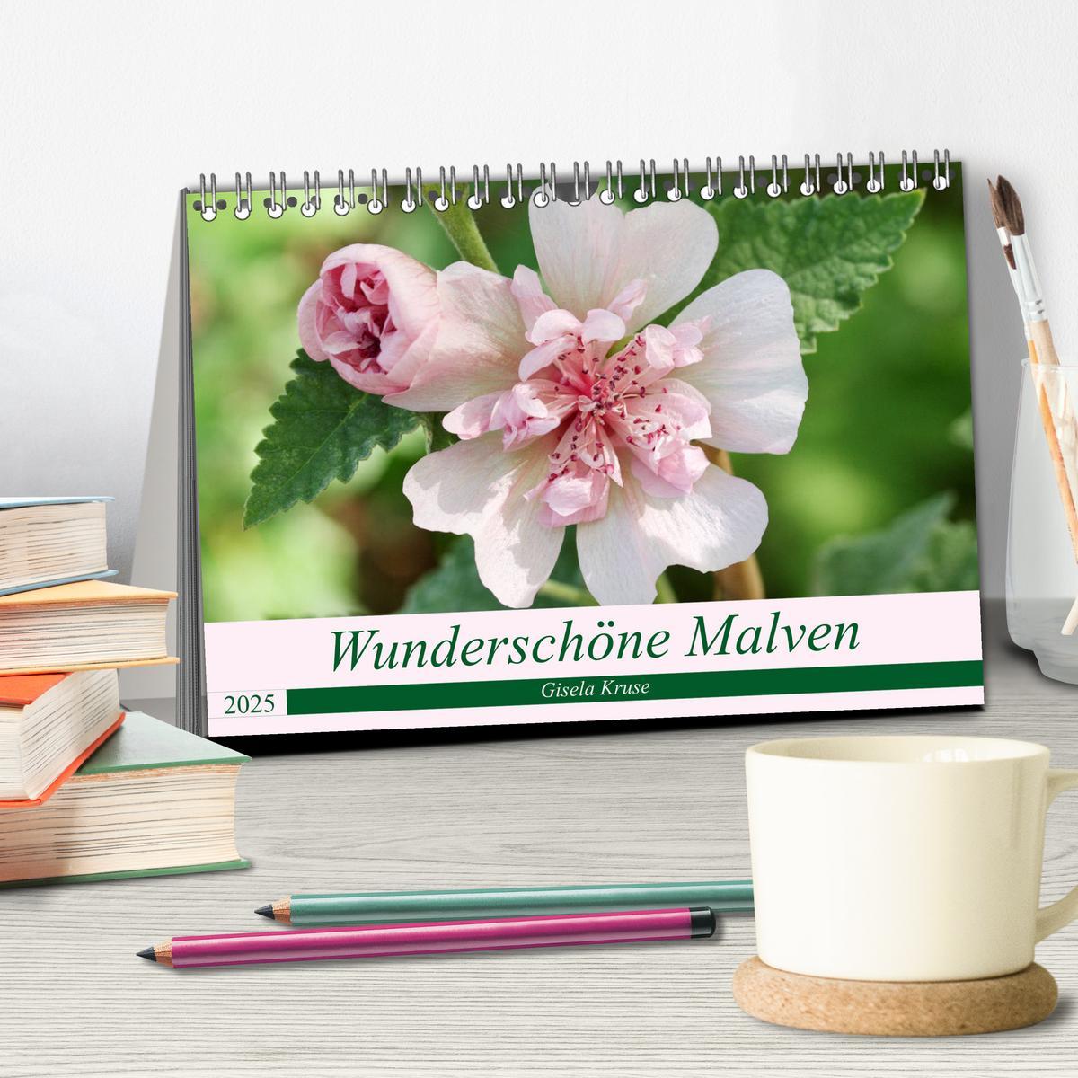 Bild: 9783435332342 | Wunderschöne Malven (Tischkalender 2025 DIN A5 quer), CALVENDO...