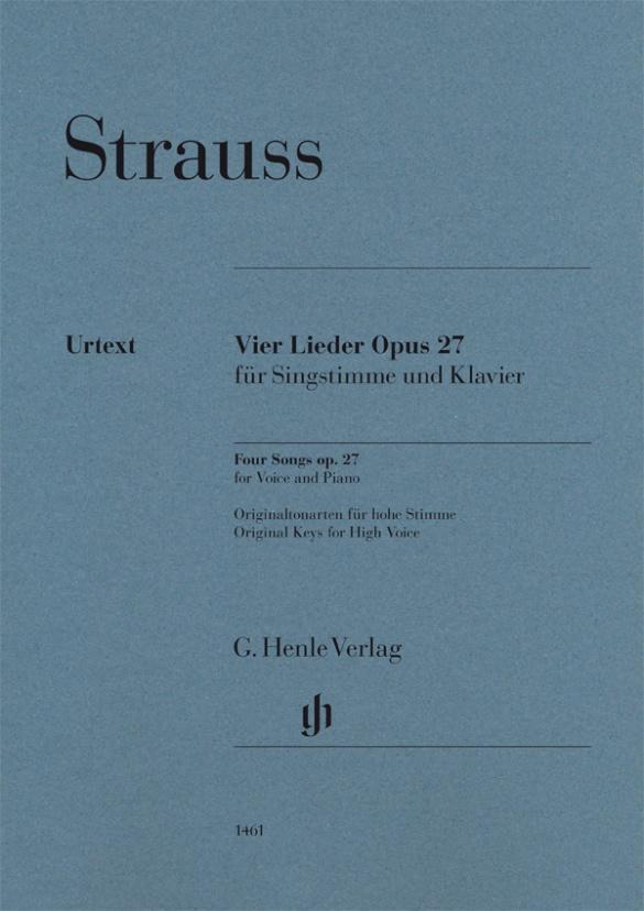 Cover: 9790201814612 | Strauss, Richard - Vier Lieder op. 27 für Singstimme und Klavier