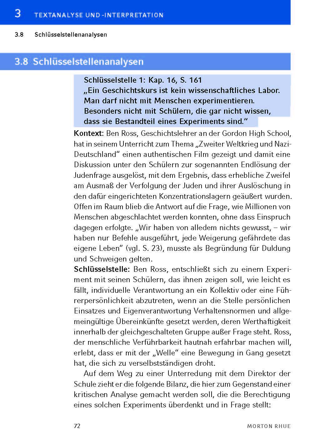 Bild: 9783804420717 | Die Welle - Textanalyse und Interpretation | Morton Rhue | Taschenbuch