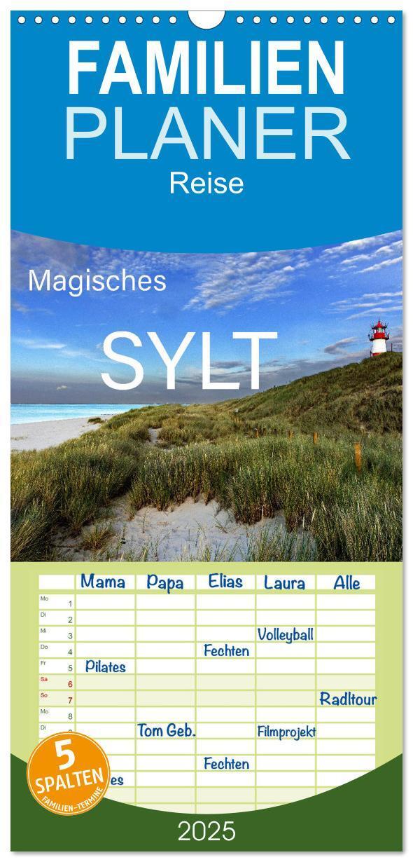 Cover: 9783457108611 | Familienplaner 2025 - Magisches Sylt mit 5 Spalten (Wandkalender,...