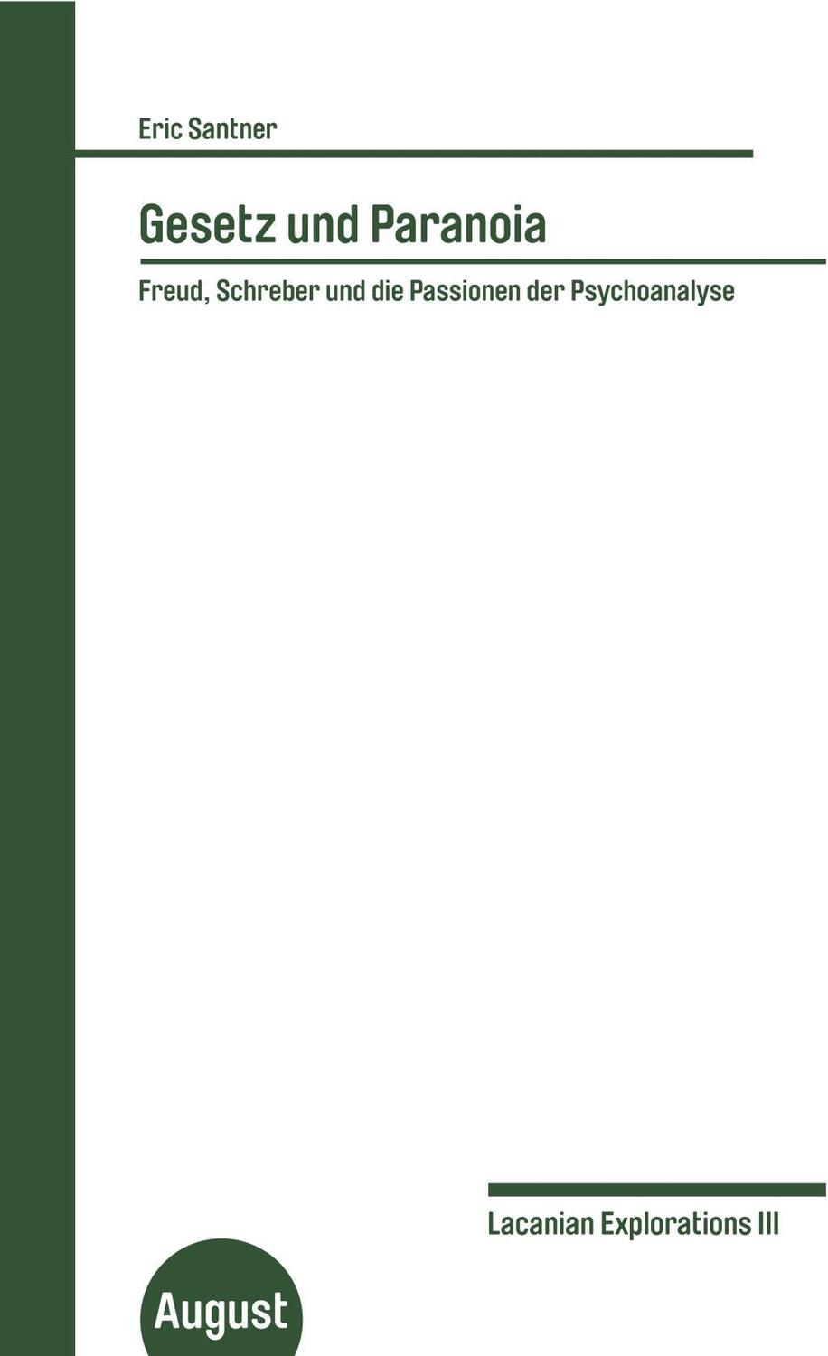 Cover: 9783941360532 | Gesetz und Paranoia | Eric L Santner | Taschenbuch | 136 S. | Deutsch