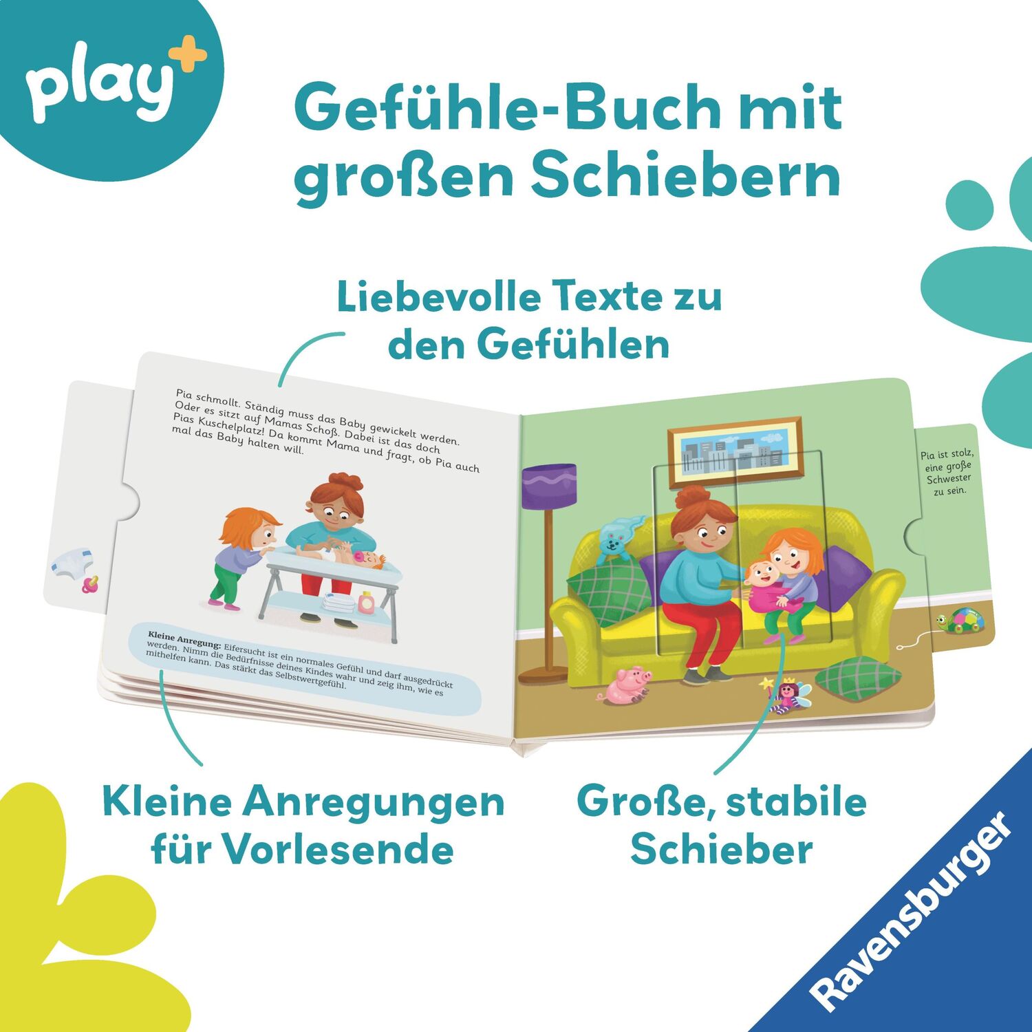 Bild: 9783473456260 | Ravensburger Play+ Mein erstes Schiebebuch: Gefühle | Maria Höck