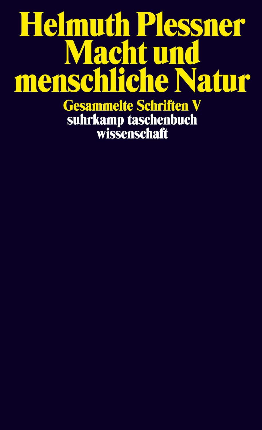 Cover: 9783518292280 | Gesammelte Schriften 5. Macht und menschliche Natur | Helmuth Plessner