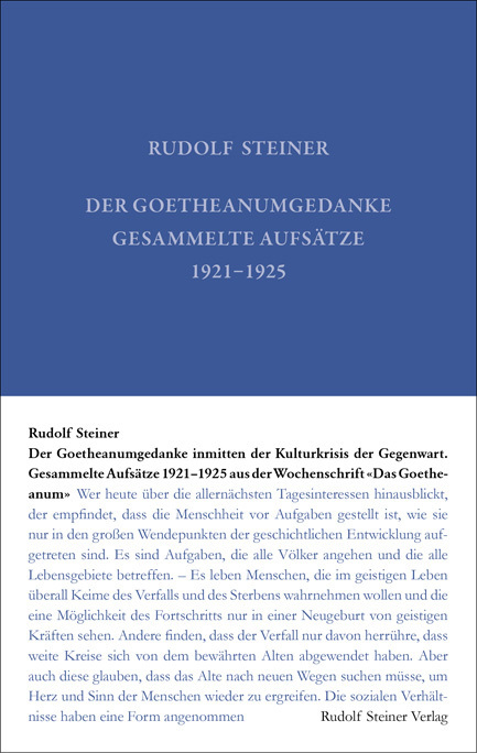 Cover: 9783727403613 | Der Goetheanumgedanke inmitten der Kulturkrisis der Gegenwart | Buch
