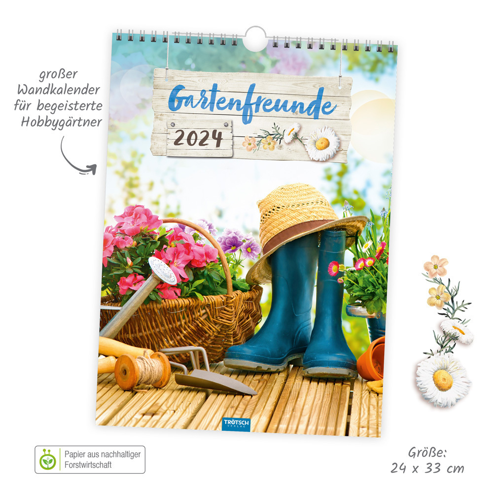 Bild: 9783965529786 | Trötsch Classickalender Gartenfreunde 2024 | Wandkalender | Co.KG