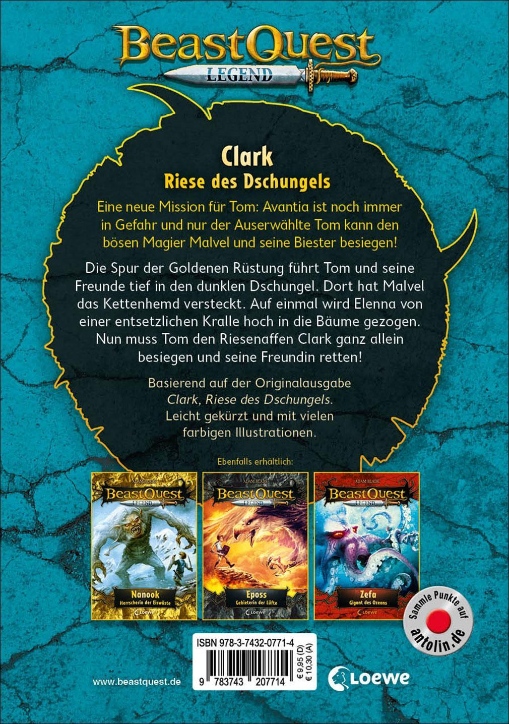 Rückseite: 9783743207714 | Beast Quest Legend (Band 8) - Clark, Riese des Dschungels | Adam Blade