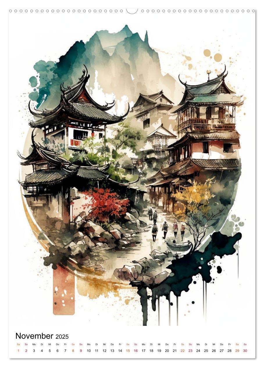 Bild: 9783435879342 | China - Aquarellmalerei (Wandkalender 2025 DIN A2 hoch), CALVENDO...