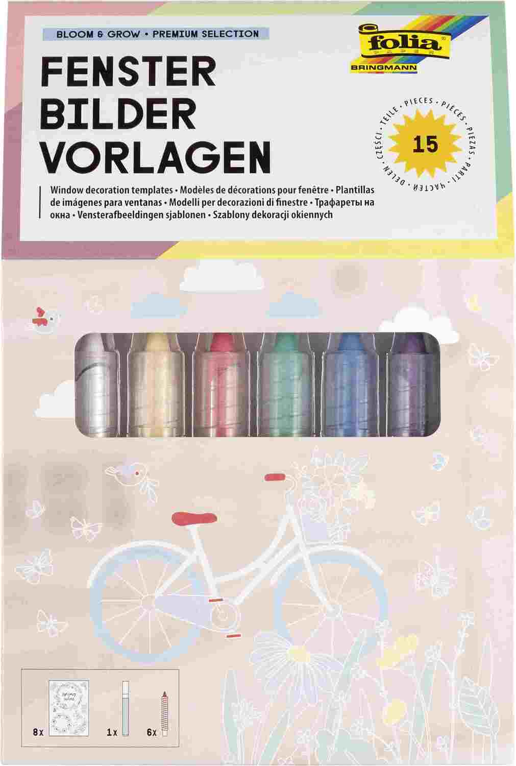 Cover: 4001868127720 | Folia Fensterbilder Vorlagen BLOOM &amp; GROW - Premium, 8x Vorlagen,1x...