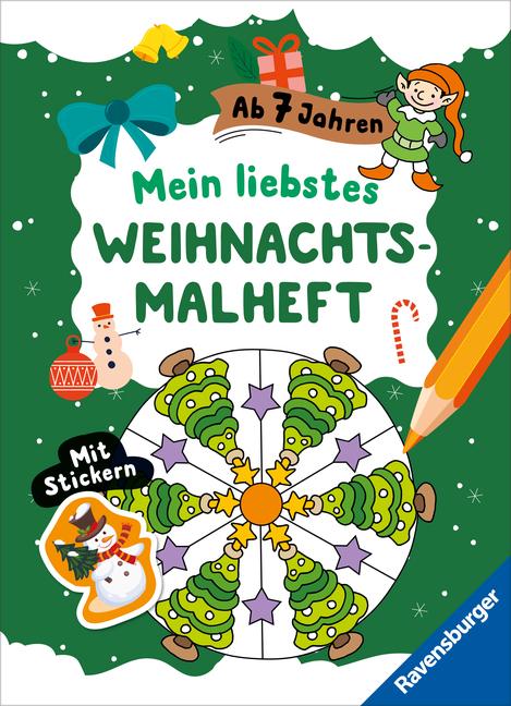 Cover: 9783473489008 | Mein liebstes Weihnachtsmalheft mit Stickern ab 7 | Roger De Klerk