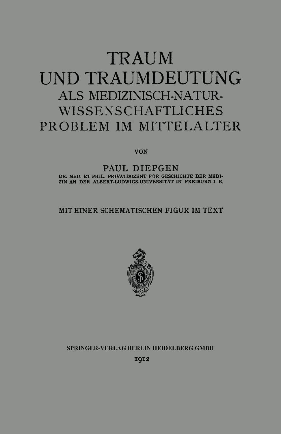 Cover: 9783662318294 | Traum und Traumdeutung als Medizinisch-Naturwissenschaftliches...