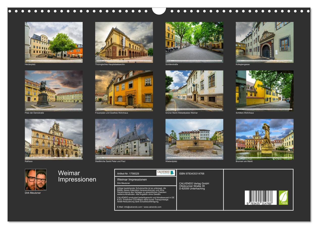 Bild: 9783435314768 | Weimar Impressionen (Wandkalender 2025 DIN A3 quer), CALVENDO...